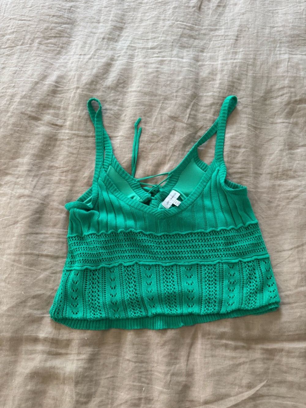 Lost & Wander a Green Knit Cropped Tank Top - Women